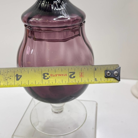 Vintage MCM Italian 8" ART GLASS JAR Amethyst APOTHECARY - Picture 6 of 8
